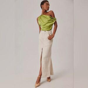 Reformation Tazz Linen Maxi Skirt In Oatmeal NWT